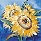 Alfred Gockel Canvas Paintings - Bold Sunflowers